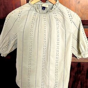 Super cute eyelet top. Mint green.